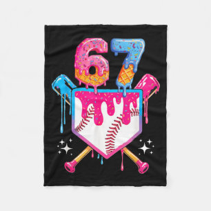 Baseball Drip Number 67 Player Or 67th Birthday  Fleece Blanket