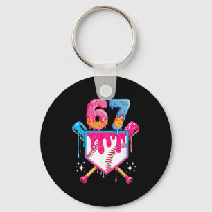 Baseball Drip Number 67 Player Or 67th Birthday Keychain