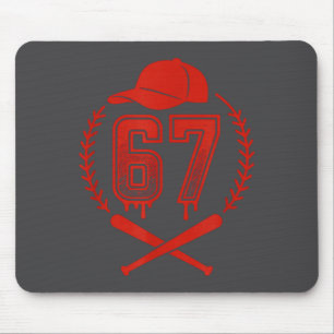 Baseball Drip Number 67 Player Or 67th Birthday  Mouse Pad