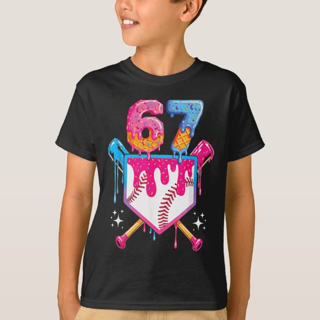 Baseball Drip Number 67 Player Or 67th Birthday  T-Shirt (Front)