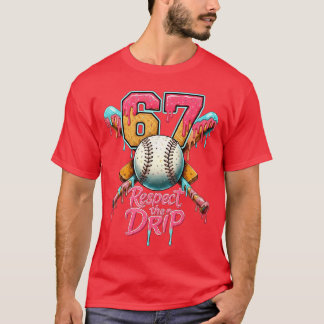 Baseball Drip Number 67 Player Sport Gift for Men  T-Shirt