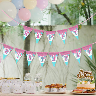 Baseball Drip Pennant Happy Birthday Bunting Flags