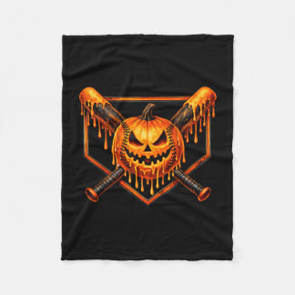 Baseball drip pumpkin spooky ghost halloween boys fleece blanket