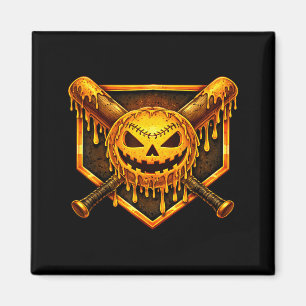 Baseball drip pumpkin spooky ghost halloween boys magnet
