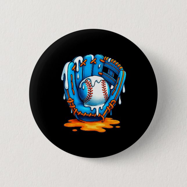 Baseball Drip Team For Boys Ice Cream Cool  2 Inch Round Button (Front)