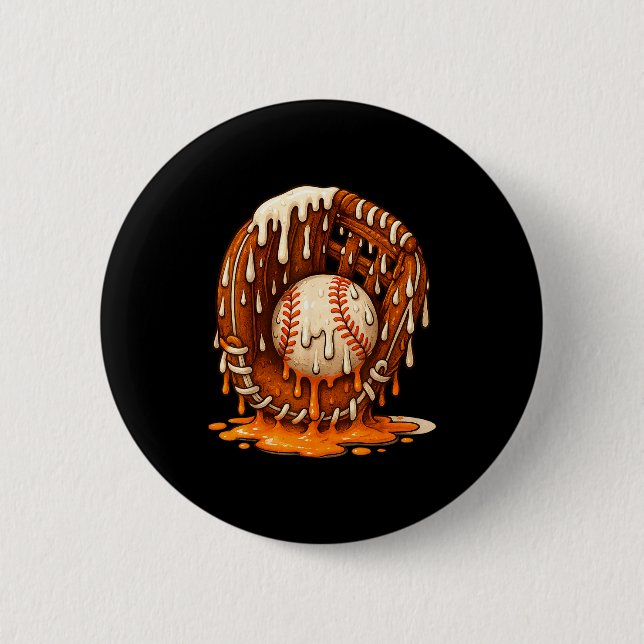 Baseball Drip Team For Boys Ice Cream Cool  2 Inch Round Button (Front)