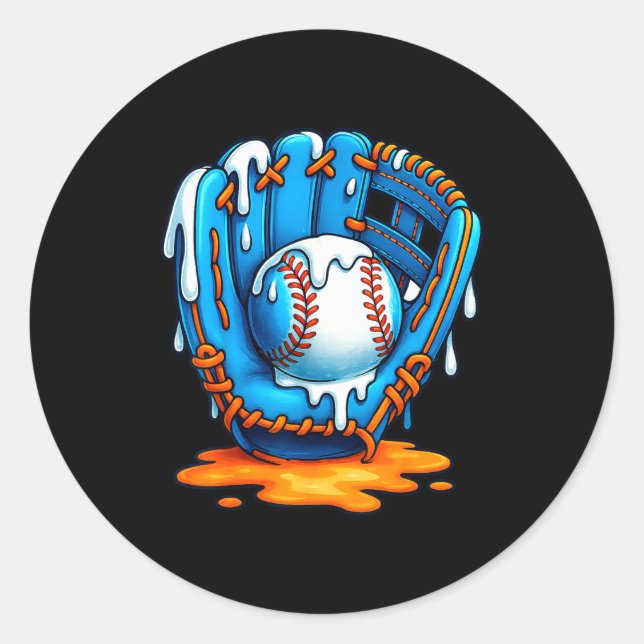 Baseball Drip Team For Boys Ice Cream Cool  Classic Round Sticker (Front)