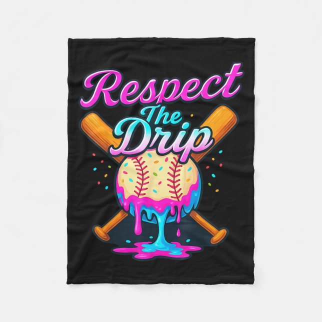 Baseball Drip Team For Boys Ice Cream Cool  Fleece Blanket (Front)
