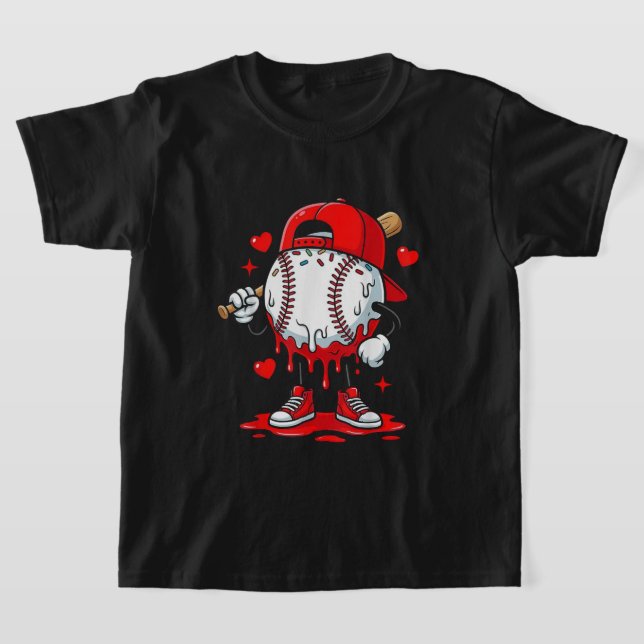 Baseball Drip Valentines Shirt Design, Cool Sports (Laydown)