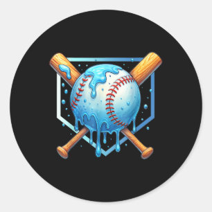 Baseball Dripping Ice Cream Drip Youth Boys Baseba Classic Round Sticker