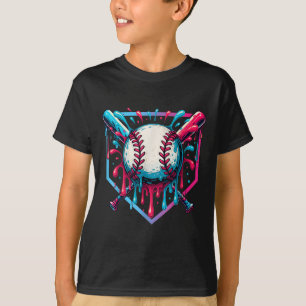 Baseball Dripping Ice Cream Drip Youth Boys Baseba T-Shirt