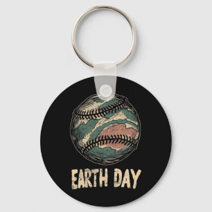 Baseball Earth Day Nature Planet Conservation Tree Keychain
