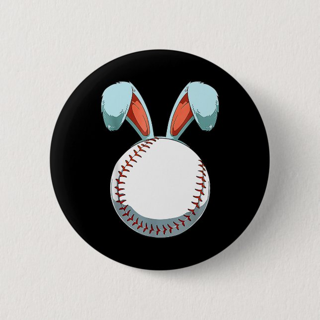 Baseball Easter Bunny Ears Easter Eggs Hunting Bas 2 Inch Round Button (Front)