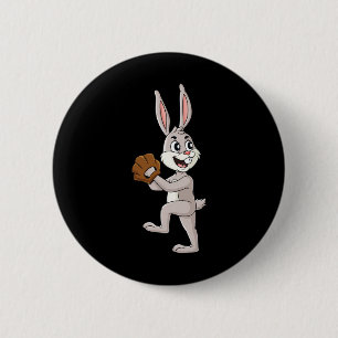 Baseball Easter Day Rabbit Pitcher Boys Girls Kids 2 Inch Round Button