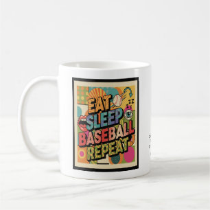 Baseball Eat Sleep Repeat Pop Art Personalized Coffee Mug