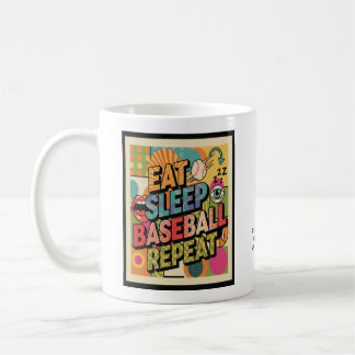 Baseball Eat Sleep Repeat Pop Art Personalized Coffee Mug