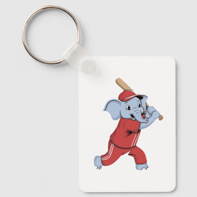 Baseball Elephant Cartoon Keychain (Front)