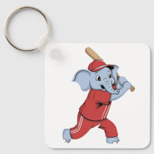 Baseball Elephant Cartoon Keychain