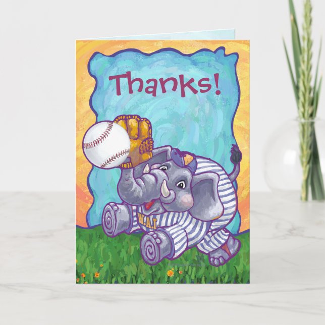 Baseball Elephant Thank You Card (Front)