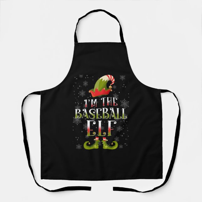 Baseball Elf Christmas Apron (Front)