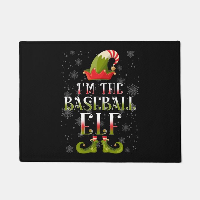 Baseball Elf Christmas Doormat (Front)