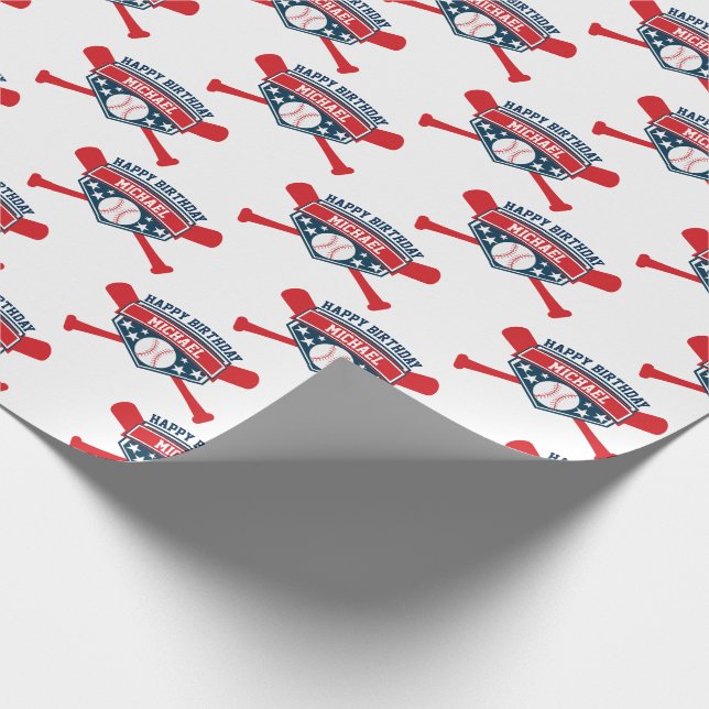 Baseball Emblem  Personalize Your Occasion Wrapping Paper (Corner)