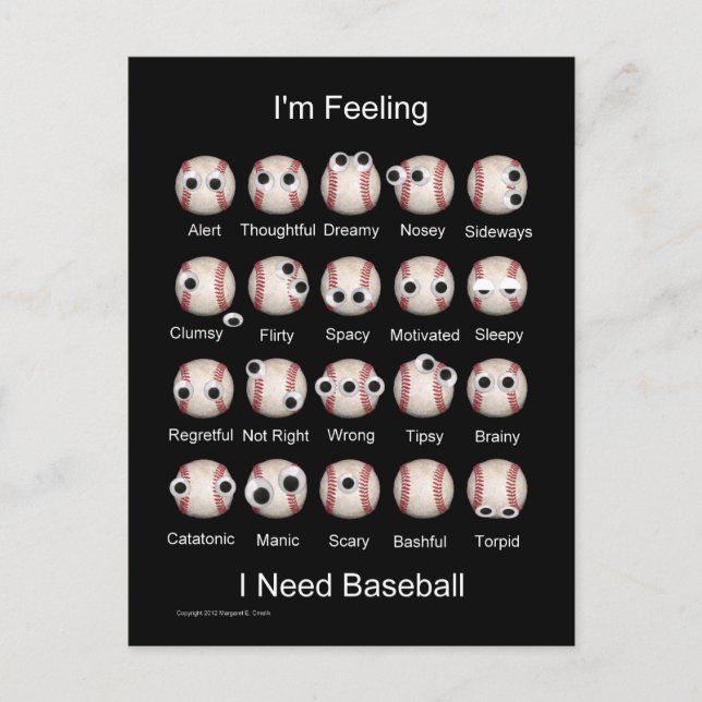 Baseball Emotions Postcard (Front)