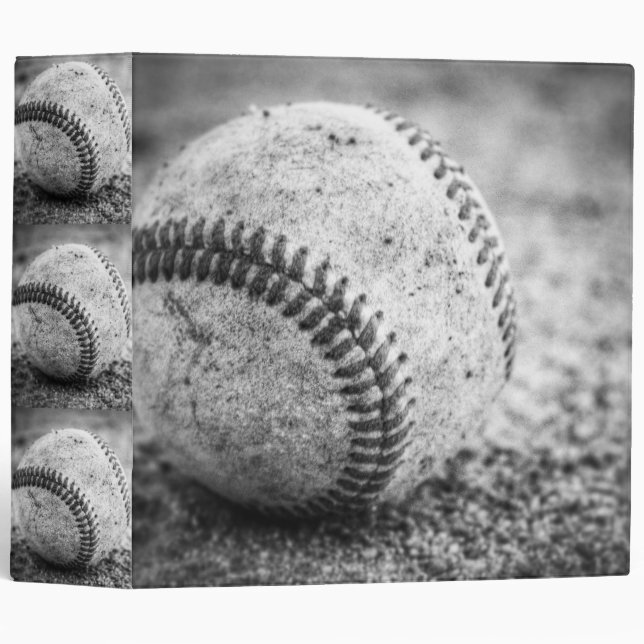 Baseball en Classeur noir et blanc (Devant/Côté)