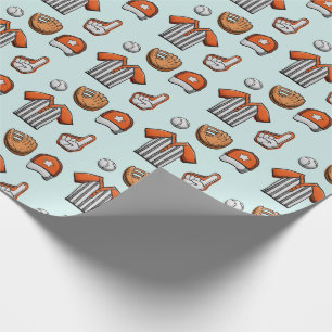 Baseball Equipment Illustrated Pattern Wrapping Paper