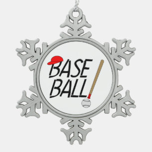 Baseball Exclamation Snowflake Pewter Christmas Ornament