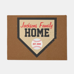 Baseball Family Home Plate Name and Year Doormat