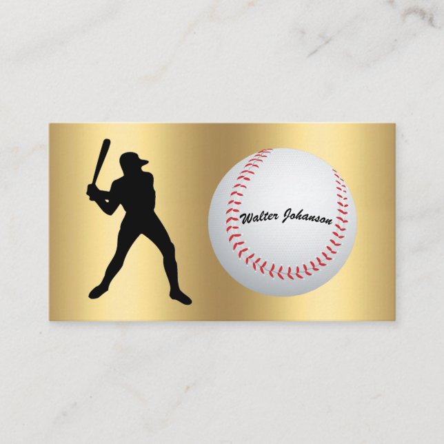 Baseball Fan or Player batter silhouette baseball Business Card (Front)
