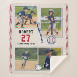 Baseball Fan Personalized Sports Photo Collage Sherpa Blanket<br><div class="desc">Show your grandchild how proud you are of their passion for baseball with this cute personalized sports fleece blanket. It features a unique photo collage of their favourite moments from the baseball diamond and their name and jersey number with the name of their team. It's the perfect way to encourage...</div>