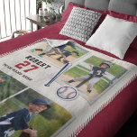 Baseball Fan Personalized Sports Photo Collage Sherpa Blanket<br><div class="desc">Show your grandchild how proud you are of their passion for baseball with this cute personalized sports fleece blanket. It features a unique photo collage of their favourite moments from the baseball diamond and their name and jersey number with the name of their team. It's the perfect way to encourage...</div>