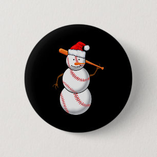Baseball Fan Snowman Funny Christmas Gift  2 Inch Round Button