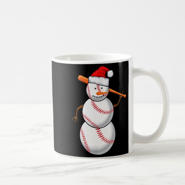 Baseball Fan Snowman Funny Christmas Gift  Coffee Mug (Right)