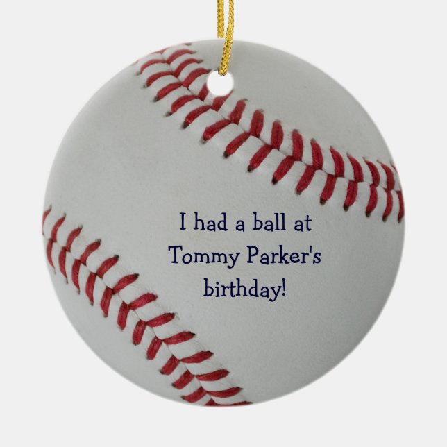 Baseball Fan-tastic_autograph-style party favour Ceramic Ornament (Front)
