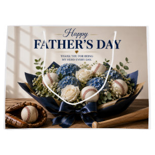 Baseball Father’s Day Card with Bat and Ball  Large Gift Bag