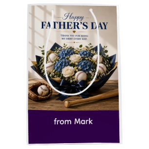 Baseball Father’s Day Card with Bat and Ball Medium Gift Bag