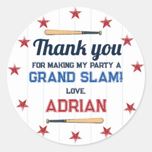 Baseball Favour First Birthday Watercolor Classic Round Sticker