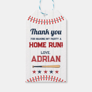 Baseball favour thank you Birthday Gift Tags