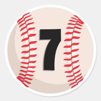 Baseball Favourite Number #7 Classic Round Sticker