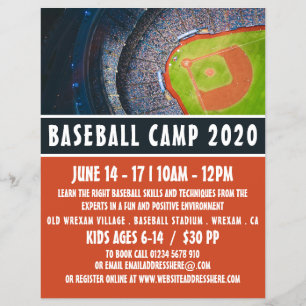 Baseball Field, Baseball Camp Advertising Flyer