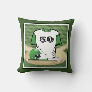 Baseball Field Green Jersey Custom Number Throw Pillow