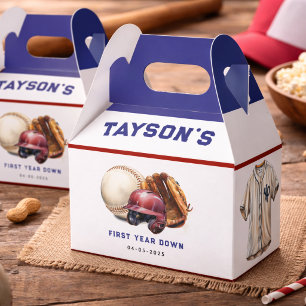 Baseball First Year Down 1st Birthday Favor Box