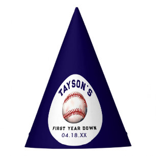Baseball First Year Down 1st Birthday Party Hat