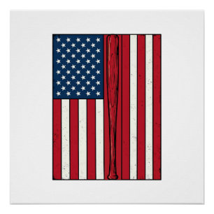 Baseball Flag Distressed Vintage Vector Design_1 Poster