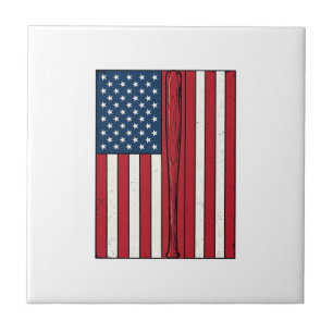 Baseball Flag Distressed Vintage Vector Design_1 Tile