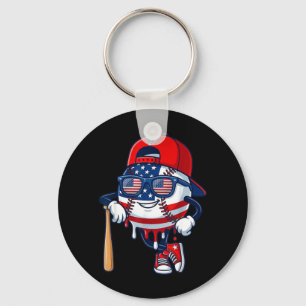 Baseball Flag Drip Life Lifestyle for Boys Kids Keychain