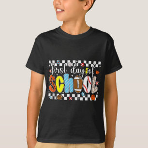 Baseball Football Basketball Preppy First Day Of S T-Shirt